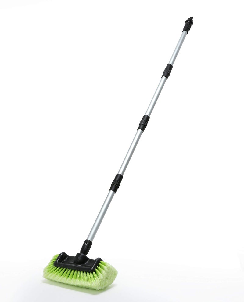 Forgrace Car Wash Brush 12" with Long Handle 60 Inch, Soft Bristle Scrub Brush for Car, Truck, Boat, RV, House Siding, Deck Camper Exterior Washing Cleaning Tool Green - Image 1
